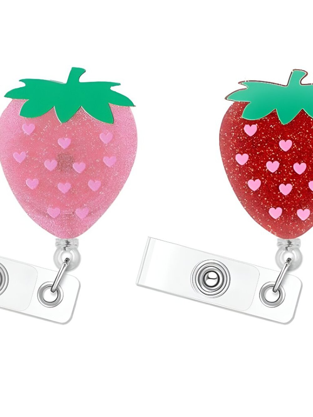 2PCS Funny Strawberry Badge Reel Retractable Personalized ID Badge Holder - A1